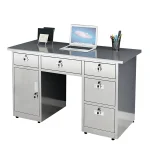 Stainless steel table with five buckets