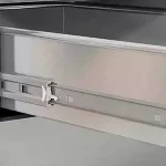 Stainless steel table with three buckets and two doors